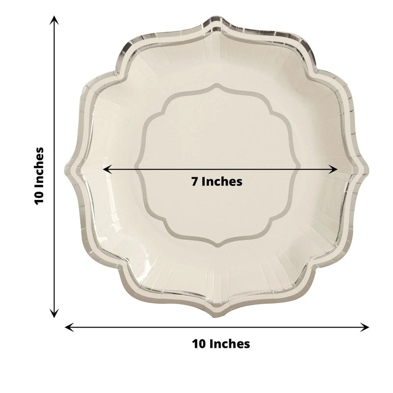 25 Paper Salad Dinner Plates with Scallop Rim Design - Disposable Tableware