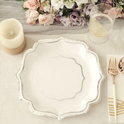 25 Paper Salad Dinner Plates with Scallop Rim Design - Disposable Tableware