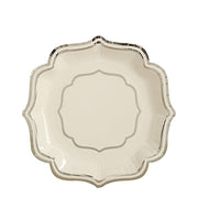 25 Paper Salad Dinner Plates with Scallop Rim Design - Disposable Tableware