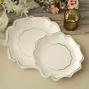 25 Paper Salad Dinner Plates with Scallop Rim Design - Disposable Tableware
