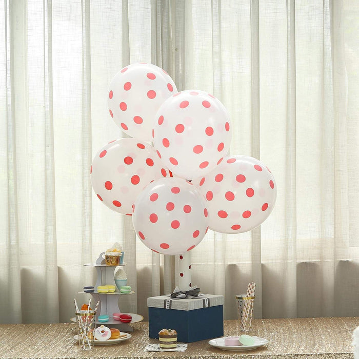Unique Latex Light Pink Polka Dot Balloons - 12 Inch Helium Quality, 6 Pack