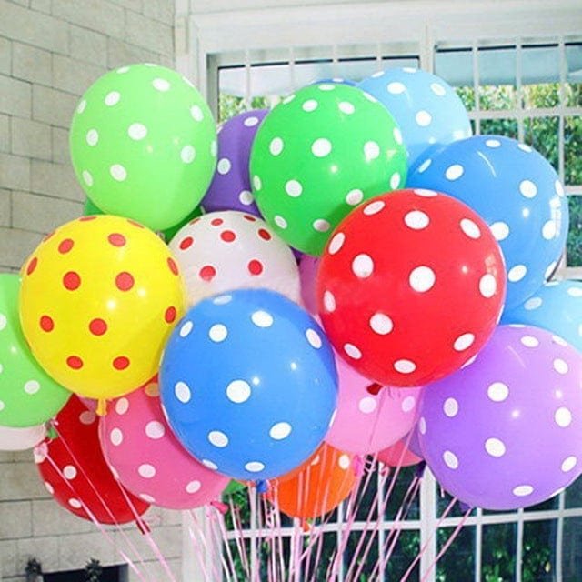 25 pcs 12" Latex Balloons with Polka Dots