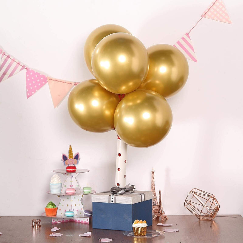 25 pcs 12" Round Metallic Latex Balloons