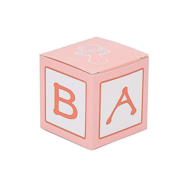 25 pcs 2" Cube Baby Shower Party Favor Boxes BOX_2X2_BABY01_PINK
