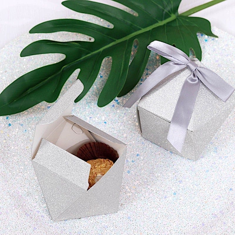 25 pcs 3" Glittered Geometric Wedding Party Favor Boxes Gift Holders