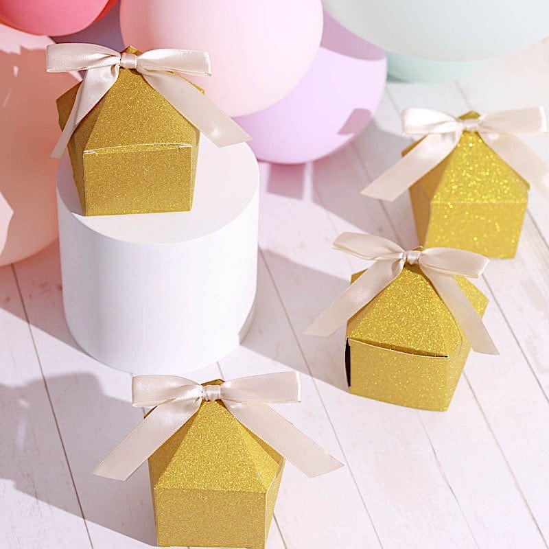 25 pcs 3" Glittered Geometric Wedding Party Favor Boxes Gift Holders