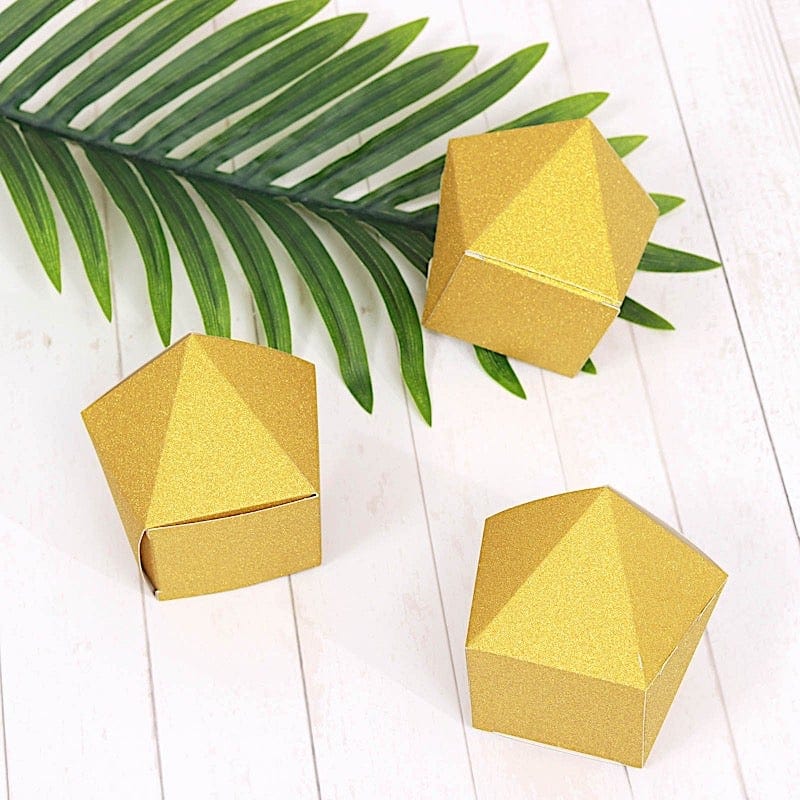 25 pcs 4" Glittered Geometric Wedding Party Favor Boxes Gift Holders