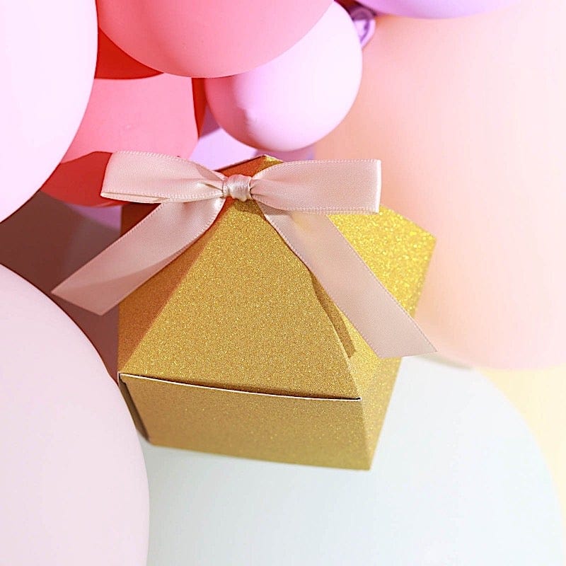 25 pcs 4" Glittered Geometric Wedding Party Favor Boxes Gift Holders