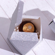 25 pcs 4" Glittered Geometric Wedding Party Favor Boxes Gift Holders