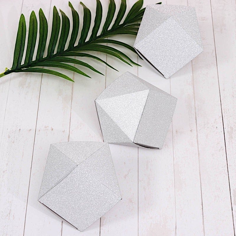 25 pcs 4" Glittered Geometric Wedding Party Favor Boxes Gift Holders