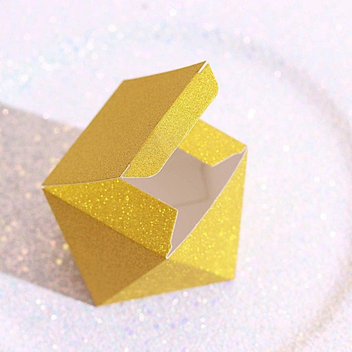 25 pcs 4" Glittered Geometric Wedding Party Favor Boxes Gift Holders BOX_3X3_GEO01_GOLD