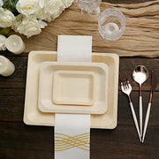 25 pcs 5" x 4" Natural Sustainable Bamboo Mini Rectangular Plates - Disposable Tableware BIRC_P008