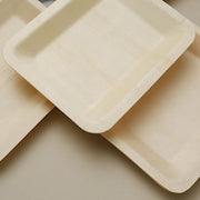 25 pcs 5" x 4" Natural Sustainable Bamboo Mini Rectangular Plates - Disposable Tableware BIRC_P008