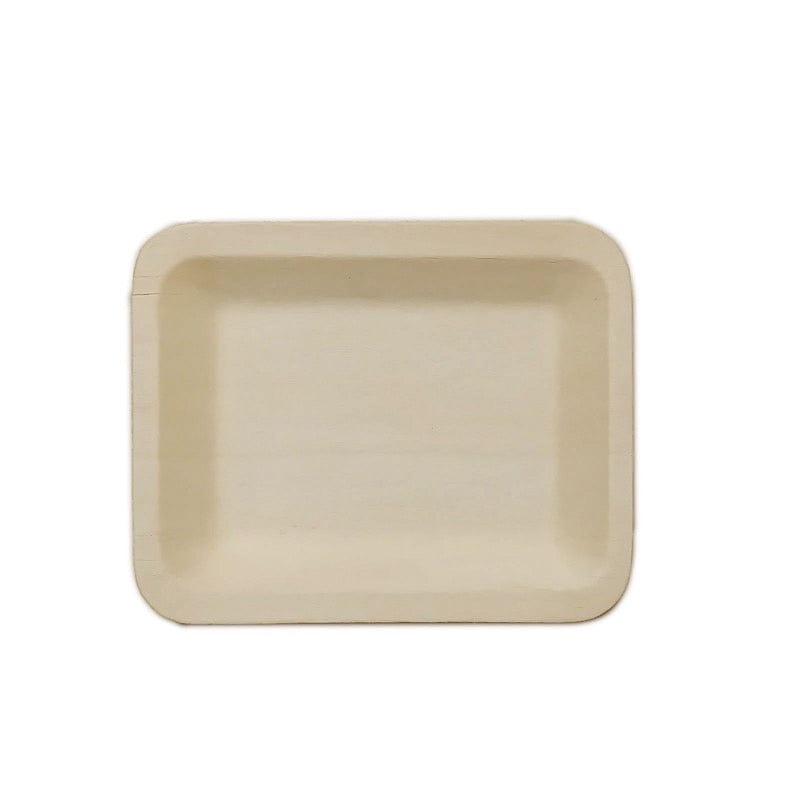 25 pcs 5" x 4" Natural Sustainable Bamboo Mini Rectangular Plates - Disposable Tableware BIRC_P008
