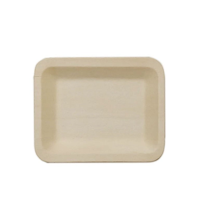 25 pcs 5" x 4" Natural Sustainable Bamboo Mini Rectangular Plates - Disposable Tableware BIRC_P008