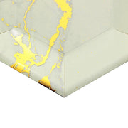 25 pcs 8.5" Hexagon Paper Salad Plates with Marble Design - Disposable Tableware