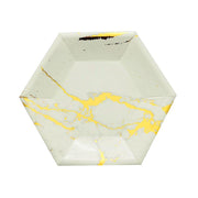 25 pcs 8.5" Hexagon Paper Salad Plates with Marble Design - Disposable Tableware DSP_PPGH0001_7_IVRGD