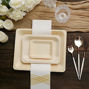 25 pcs 8" x 5" Natural Sustainable Birch Wooden Rectangle Plates - Disposable Tableware BIRC_P012