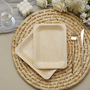 25 pcs 8" x 5" Natural Sustainable Birch Wooden Rectangle Plates - Disposable Tableware BIRC_P012