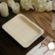 25 pcs 8" x 5" Natural Sustainable Birch Wooden Rectangle Plates - Disposable Tableware BIRC_P012