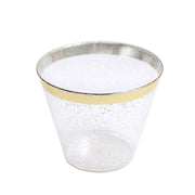 25 pcs 9 oz. Clear with Gold Rim Plastic Cups - Disposable Tableware PLST_CU0036_CLGD