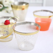 25 pcs 9 oz. Clear with Gold Rim Plastic Cups - Disposable Tableware PLST_CU0036_CLGD