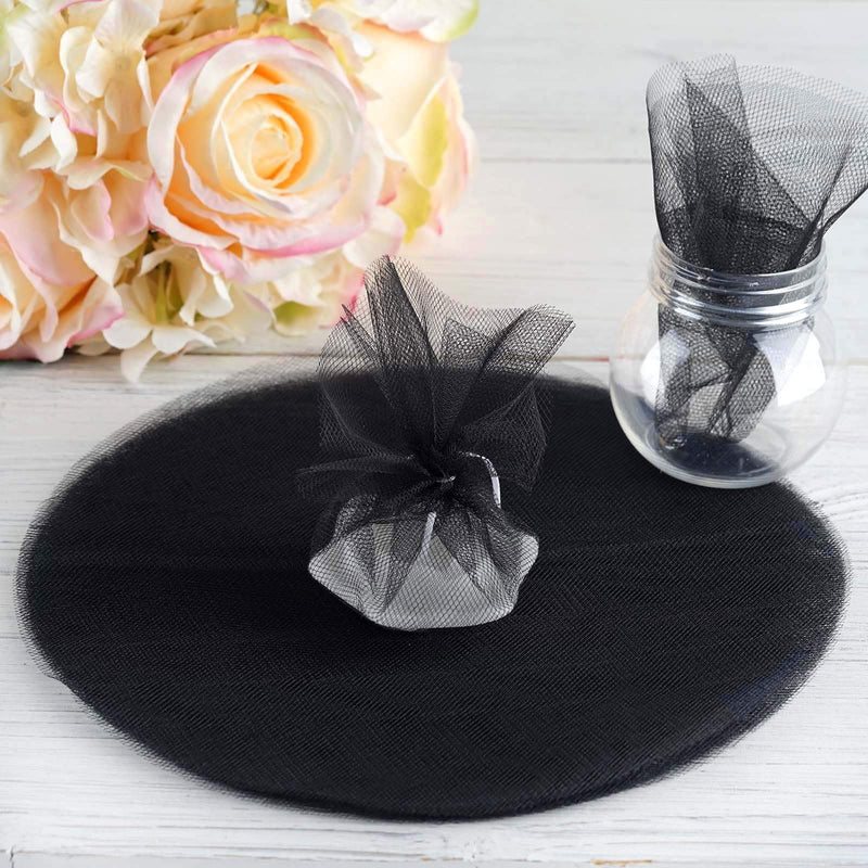 25 pcs 9" wide Tulle Circles for Wedding Favors - Black TUL_9CIR_BLK