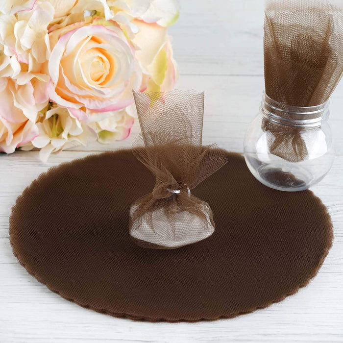 25 pcs 9" wide Tulle Circles for Wedding Favors - Chocolate Brown TUL_9CIR_CHOC