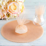 25 pcs 9" wide Tulle Circles for Wedding Favors - Peach TUL_9CIR_PCH