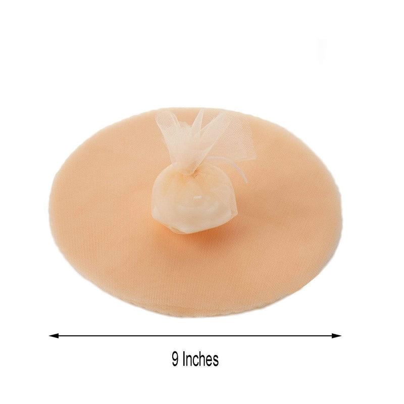 25 pcs 9" wide Tulle Circles for Wedding Favors - Peach TUL_9CIR_PCH