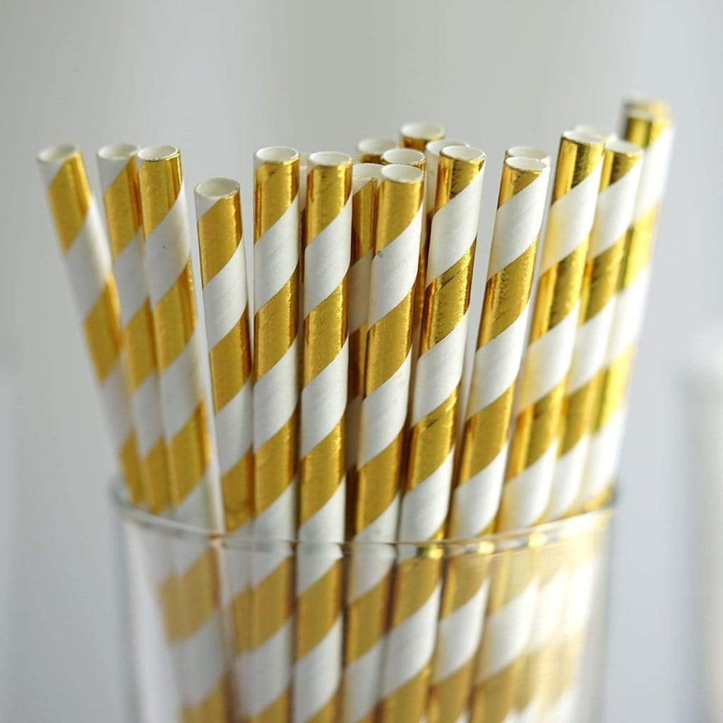 25 pcs Decorative Striped Party Paper Straws