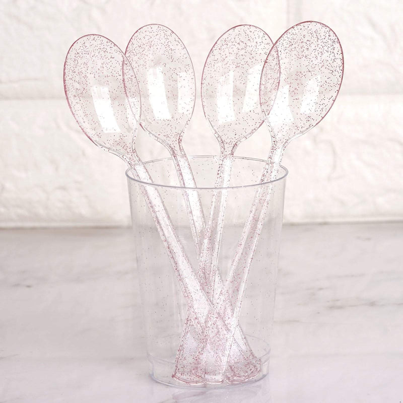25 pcs Glittered Dinner Spoons - Disposable Tableware