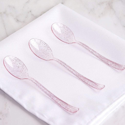 25 pcs Glittered Dinner Spoons - Disposable Tableware PLST_YY35_046