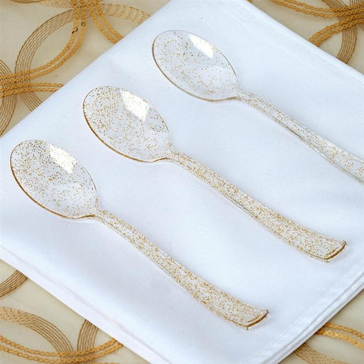 25 pcs Glittered Dinner Spoons - Disposable Tableware PLST_YY35_CLRG