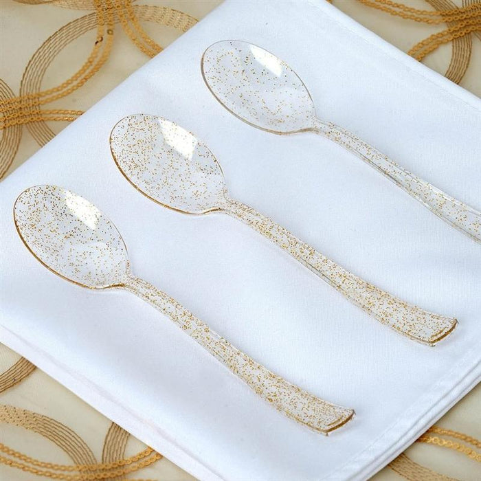 25 pcs Glittered Dinner Spoons - Disposable Tableware PLST_YY35_CLRG