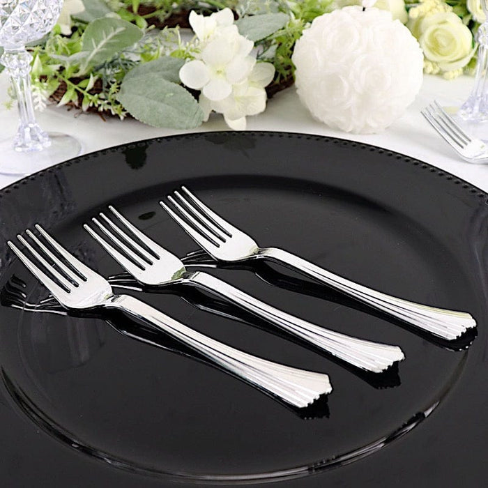 25 pcs Silver Dinner Forks - Disposable Tableware PLST_YY19_SILV