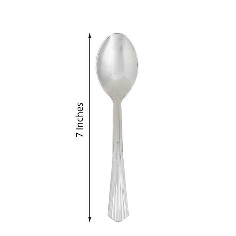 25 pcs Silver Dinner Spoons - Disposable Tableware PLST_YY18_SILV
