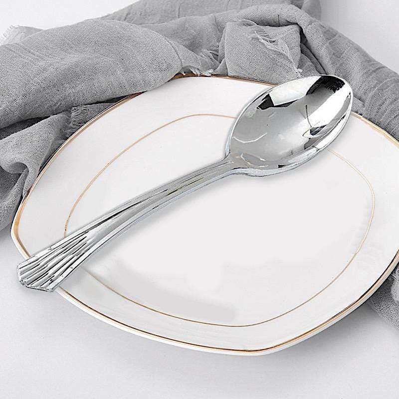 25 pcs Silver Dinner Spoons - Disposable Tableware PLST_YY18_SILV
