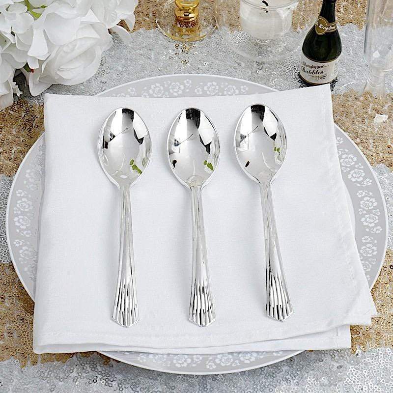 25 pcs Silver Dinner Spoons - Disposable Tableware PLST_YY18_SILV