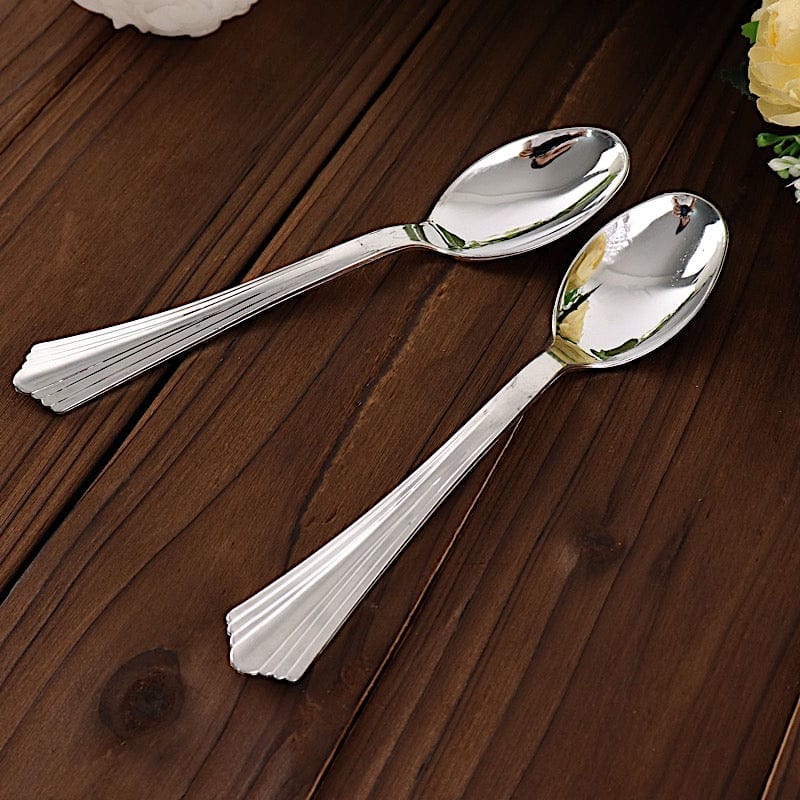 25 pcs Silver Dinner Spoons - Disposable Tableware PLST_YY18_SILV