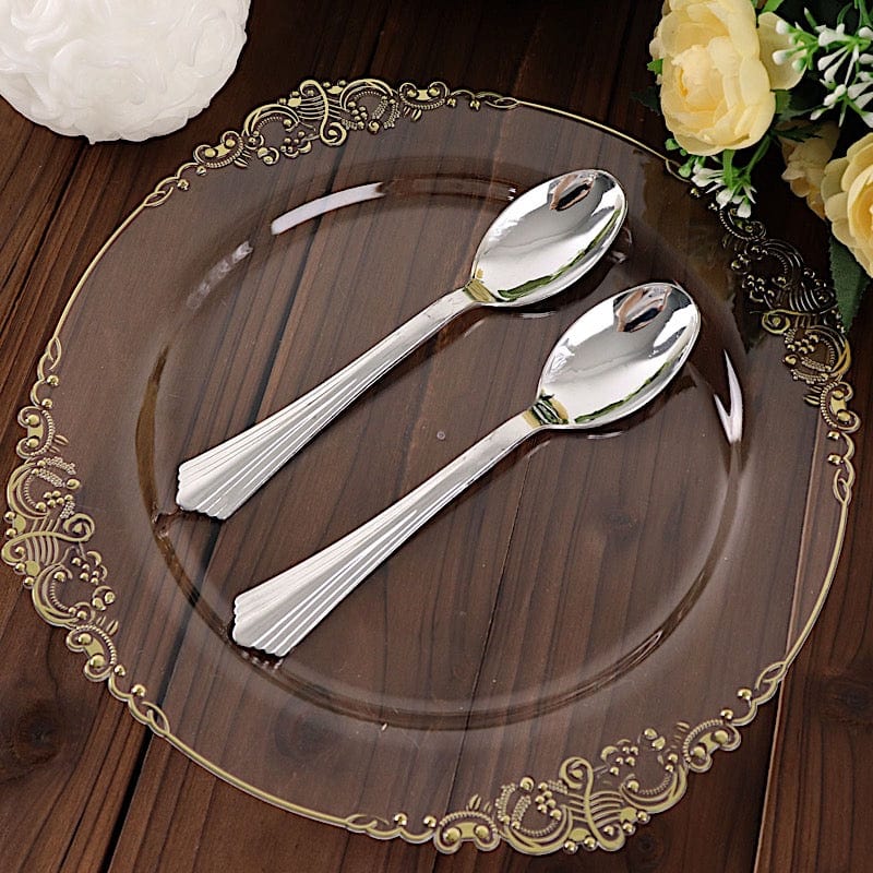 25 pcs Silver Dinner Spoons - Disposable Tableware PLST_YY18_SILV