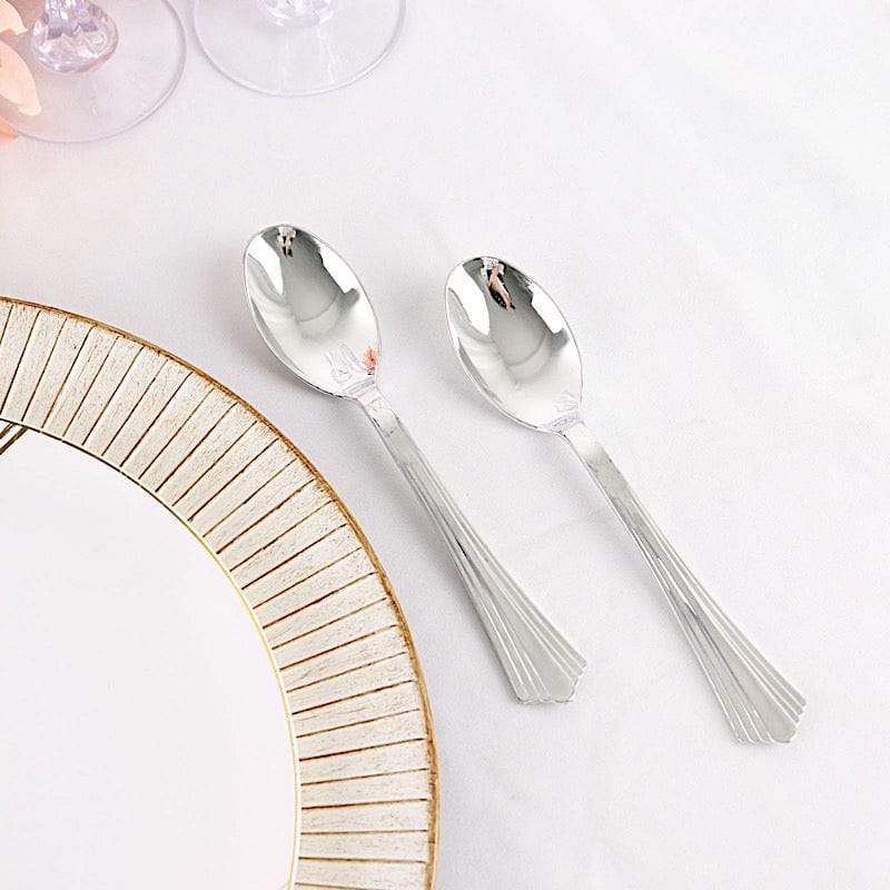 25 pcs Silver Dinner Spoons - Disposable Tableware PLST_YY18_SILV