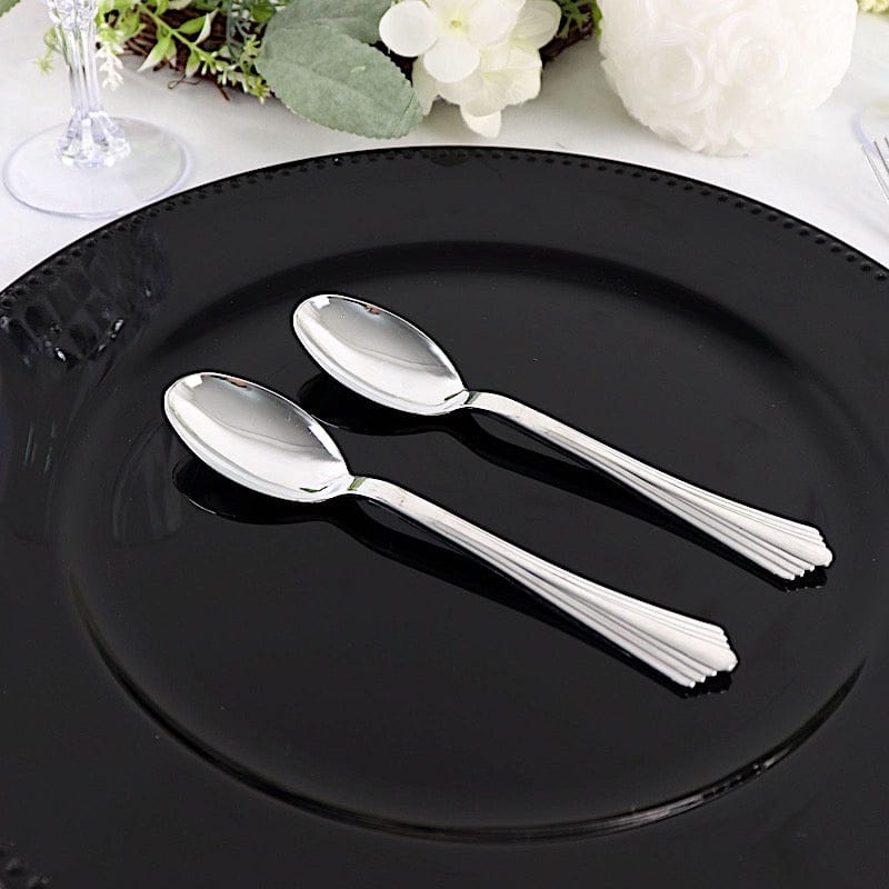 25 pcs Silver Dinner Spoons - Disposable Tableware PLST_YY18_SILV