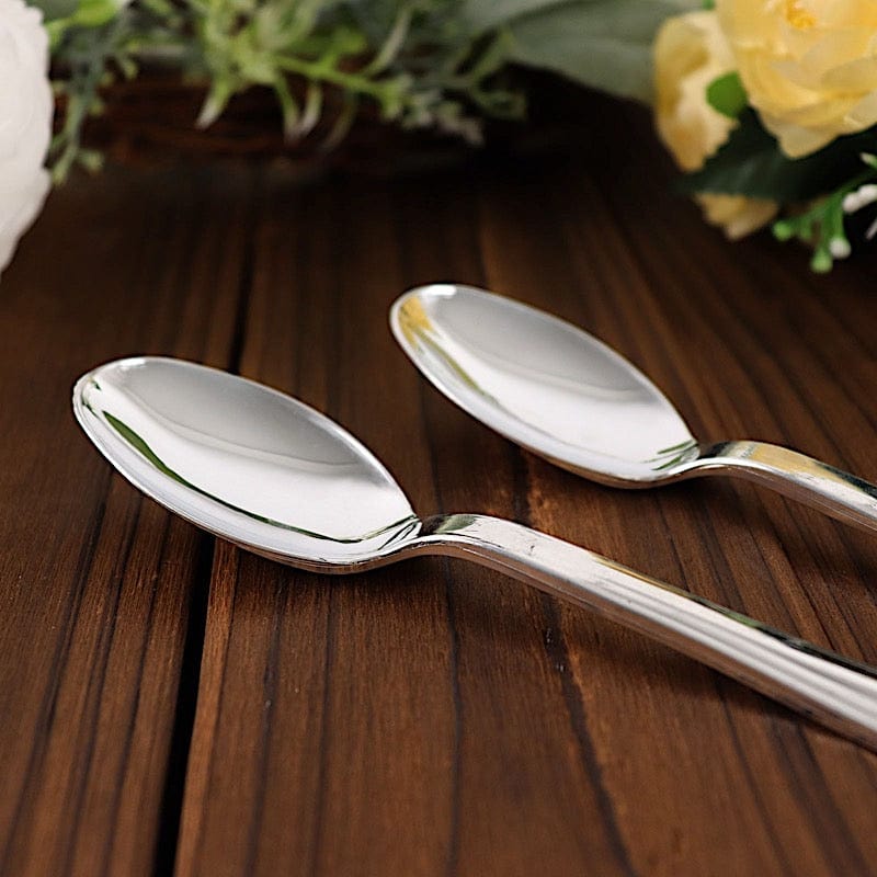 25 pcs Silver Dinner Spoons - Disposable Tableware PLST_YY18_SILV