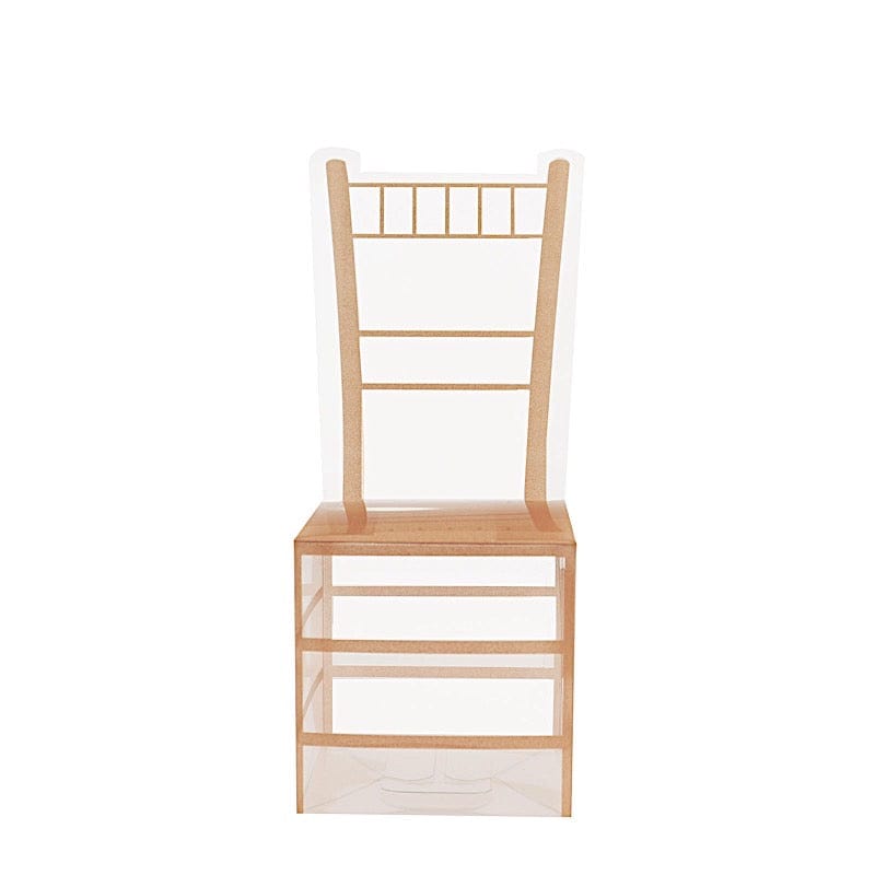 25 Plastic Favor Boxes Chair Shaped Party Gift Holders - Clear and Gold BOX_2X2_CHAIR01_GOLD