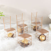 25 Plastic Favor Boxes Chair Shaped Party Gift Holders - Clear and Gold BOX_2X2_CHAIR01_GOLD