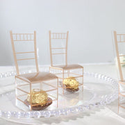 25 Plastic Favor Boxes Chair Shaped Party Gift Holders - Clear and Gold BOX_2X2_CHAIR01_GOLD