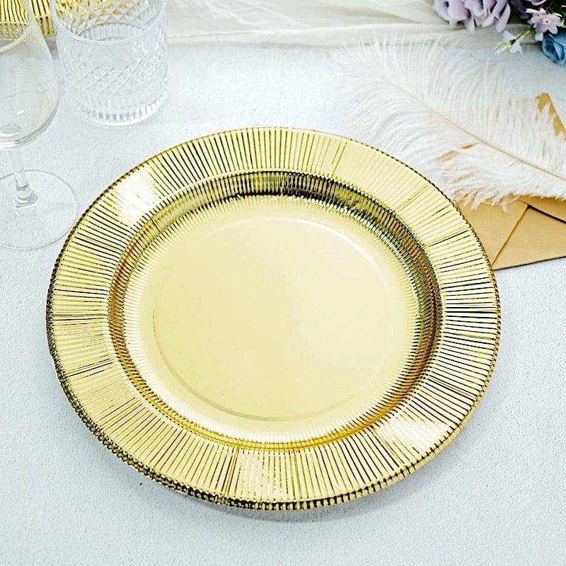 25 Round 13" Disposable Paper Charger Plates with Metallic Rim
