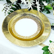 25 Round 13" Disposable Paper Charger Plates with Metallic Rim