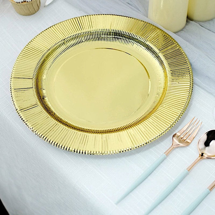 25 Round 13" Disposable Paper Charger Plates with Metallic Rim